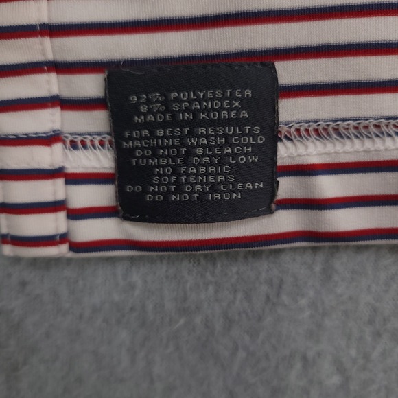 Turtleslon Polo  Golf Shirt men's XL Red White Blue Stiped Performance‎ Stretch - Picture 4 of 13